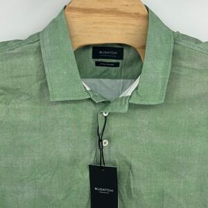 Bugatchi OoohCotton Tech Mens Sage Green 8-Way Stretch Polo Shirt NWT Size L